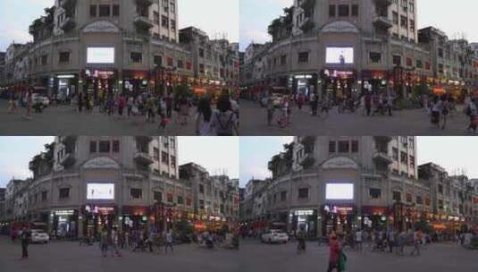 梧州岭南风情一条街骑楼城夜景高清在线视频素材下载