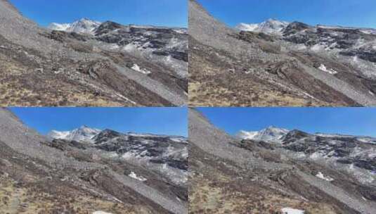 四川阿坝航拍攀登岷山山脉四根香峰的登山者高清在线视频素材下载