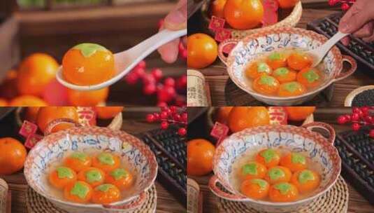汤圆 宵节汤圆 柿柿如意汤圆高清在线视频素材下载