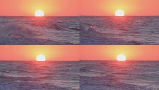 日落时的太阳和海面高清在线视频素材下载