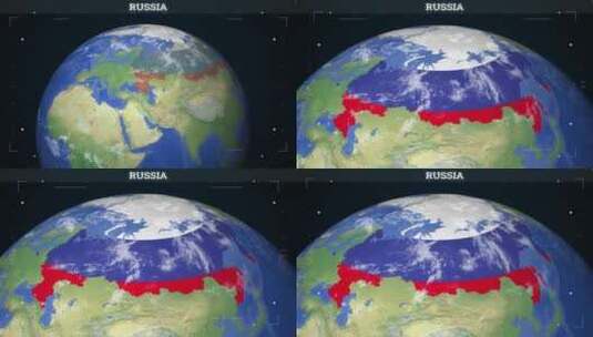 俄罗斯地图来自地球与旗帜高清在线视频素材下载