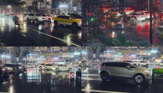 雨天行车车流汽车雨季下雨交通行驶高清在线视频素材下载