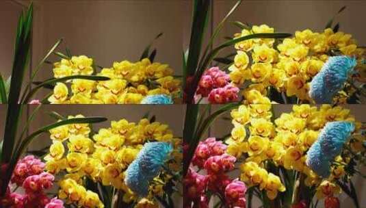 盛开绽放繁花的鲜花花束高清在线视频素材下载