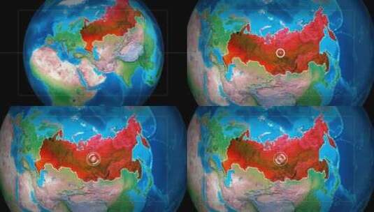 使用网格缩放地球俄罗斯地图高清在线视频素材下载