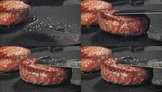 新鲜肉饼腌制加工特写慢动作镜头高清在线视频素材下载