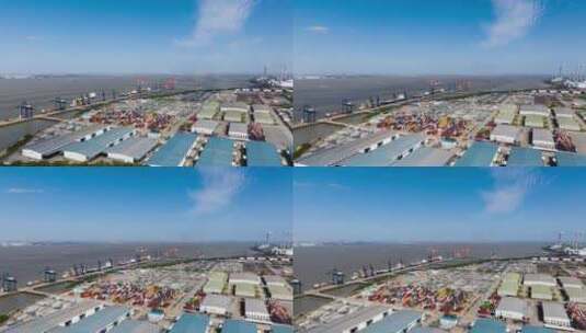 实拍延时航拍常熟兴华港区码头高清在线视频素材下载