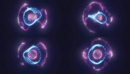 紫色能量魔法，球体，由原子粒子的未来线条高清在线视频素材下载
