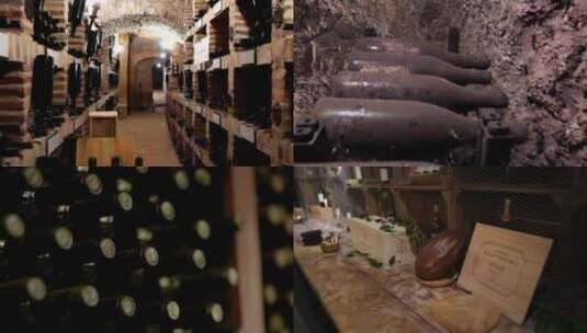 酿酒地窖里的酒桶地窖里的红葡萄酒桶酒窖酿高清在线视频素材下载