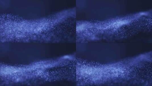 抽象表面流动发光的蓝紫色能量波粒子。分形高清在线视频素材下载