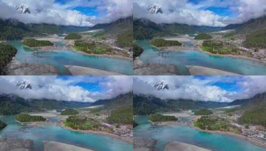 4K航拍西藏林芝波密古乡湖景区4高清在线视频素材下载
