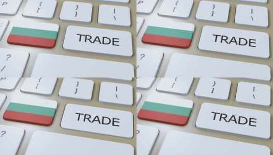 保加利亚国旗和贸易文本按钮3D动画高清在线视频素材下载