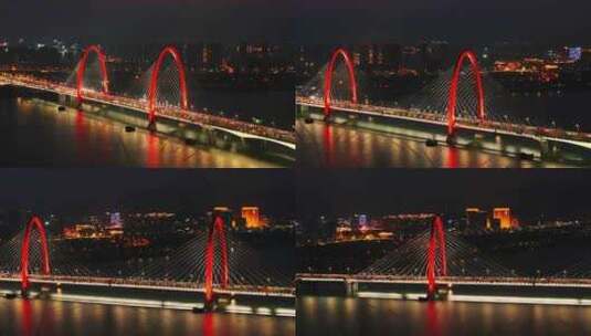 航拍横飞之江大桥夜景高清在线视频素材下载