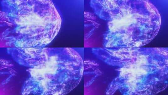 蓝紫色多色能量发光魔法液体由波浪和电等离高清在线视频素材下载