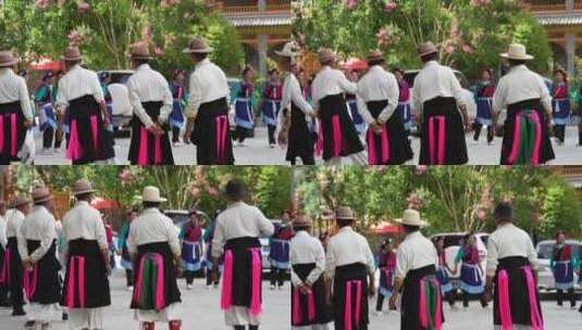 歌舞表演唱歌跳舞藏族锅庄舞高清在线视频素材下载
