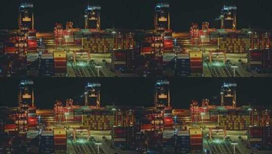 盐田港夜景港口货运码头贸易物流C0103高清在线视频素材下载