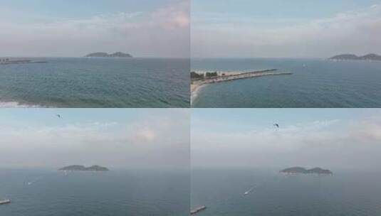 海南分界洲岛滑翔伞运动航拍高清在线视频素材下载