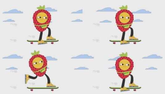 草莓滑板线2D动画高清在线视频素材下载