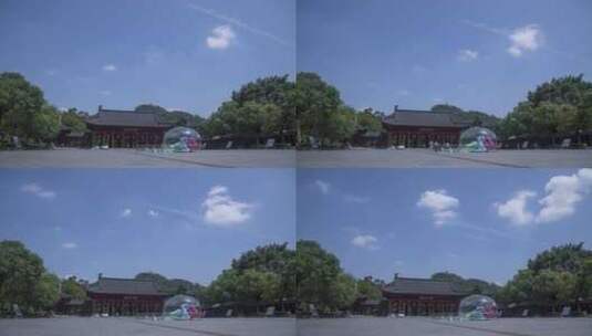 东莞著名景点旗峰公园蓝天白云延时高清在线视频素材下载
