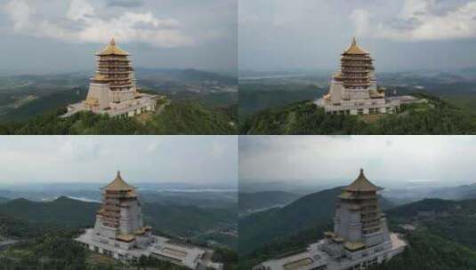 航拍湖北黄石东方山风景区东昌阁高清在线视频素材下载