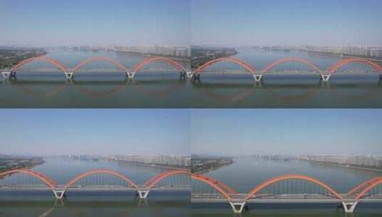 湖南长沙湘江福元路大桥航拍高清在线视频素材下载