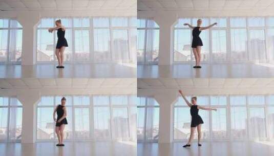 年轻华丽芭蕾舞演员练习芭蕾舞动作高清在线视频素材下载