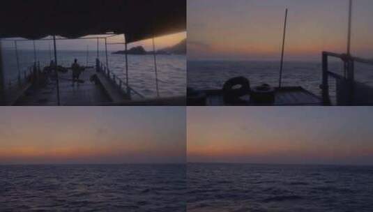海上打渔 渔船 日出日落 蓝调 电影感高清在线视频素材下载