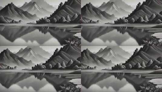 AIGC素材 中国山水水墨自然背景高清在线视频素材下载