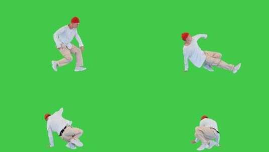 Bboy在绿屏色度键上跳霹雳舞高清在线视频素材下载