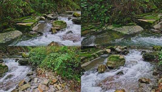 湖北恩施4A景区鹿院坪森溪流瀑布慢速升格高清在线视频素材下载