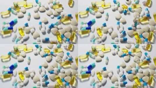 白色背景下桌面上的药品高清在线视频素材下载