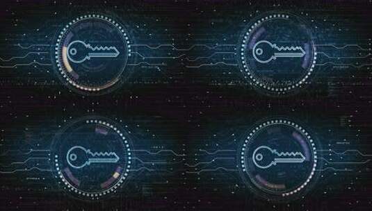 具有密钥符号循环数字概念的网络安全高清在线视频素材下载