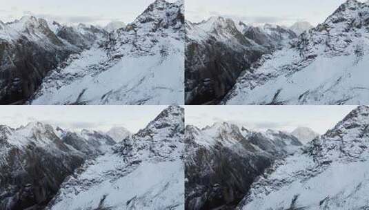 新疆天山山脉雪山山峰山脉航拍风景高清在线视频素材下载