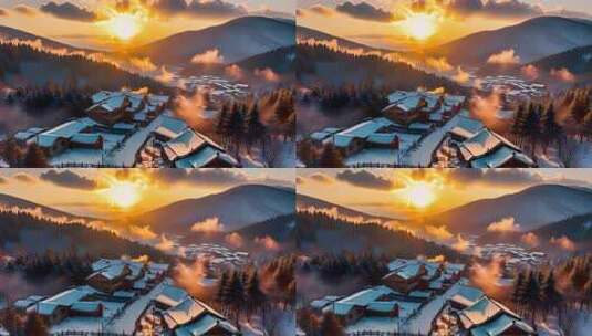 「有版权」航拍中国雪乡4K高清在线视频素材下载