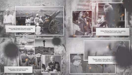 历史故事黑白复古战役士兵AE模板高清AE视频素材下载