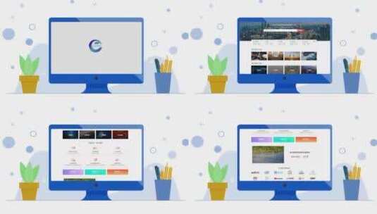 卡通电脑网页展示图文包装高清AE视频素材下载