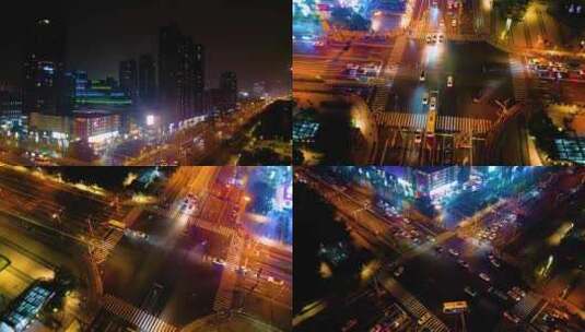 杭州钱塘新区下沙夜晚夜景车流视频素材高清在线视频素材下载