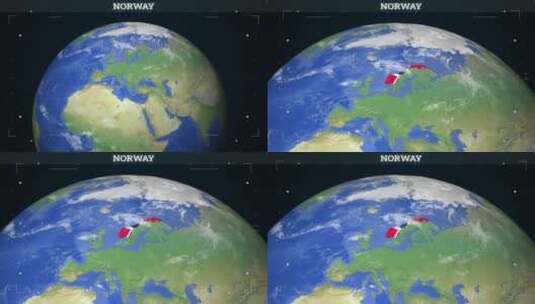 挪威地图来自地球与旗帜高清在线视频素材下载