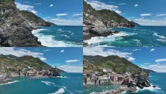 马纳罗拉村五渔村海岸意大利利古里亚彩色小高清在线视频素材下载