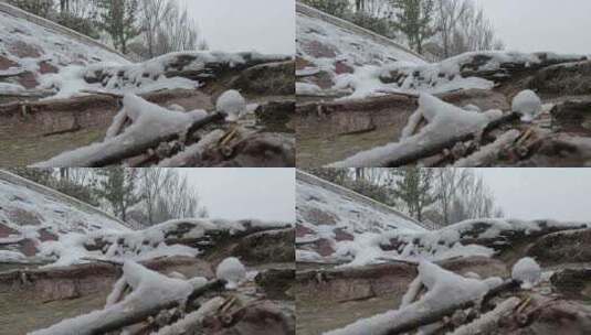 河水石缝溪流冰雪融化素材高清在线视频素材下载
