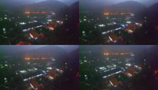 4k长沙湖南大学岳麓书院夜景航拍高清在线视频素材下载