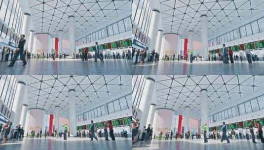 3D三维火车站售票大厅高清在线视频素材下载