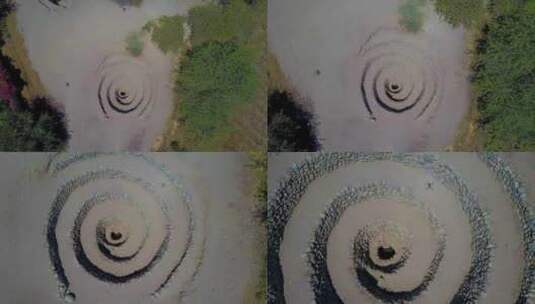 秘鲁纳斯卡的螺旋坎塔尔洛克渡槽螺旋。空中高清在线视频素材下载