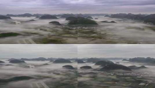 高清竖屏延时航拍广西柳州烟雨遇龙河高清在线视频素材下载