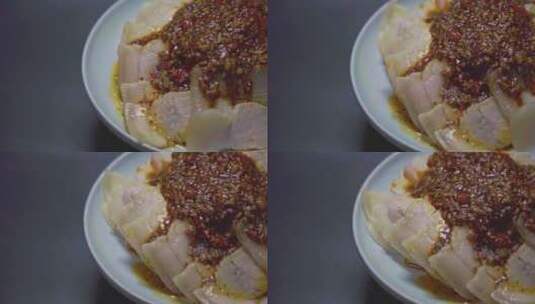 美食川菜蒜泥白肉高清在线视频素材下载