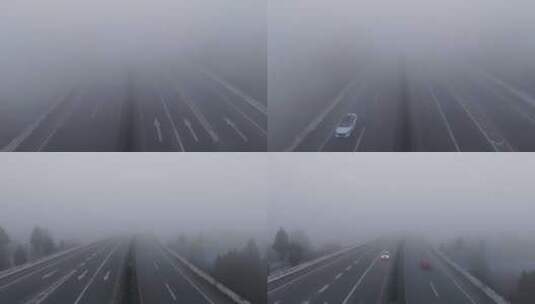 大雾天气高速路车辆交通高清在线视频素材下载