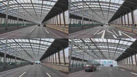 汽车在隧道穿梭开车第一视角城市马路公路道高清在线视频素材下载