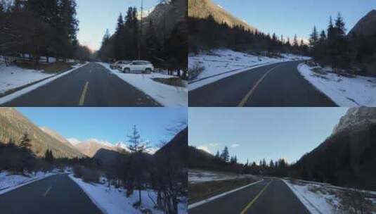四姑娘山冬天自驾第一视角高清在线视频素材下载