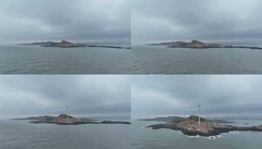 阴天海岛航拍大海岛屿乌云海洋下雨天海岸线高清在线视频素材下载