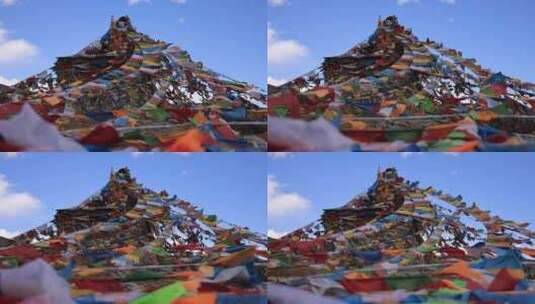 藏族经幡空镜慢门高清在线视频素材下载