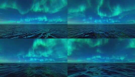 大海水面和北极光高清在线视频素材下载